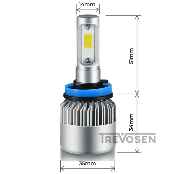 LED-polttimot H8 H9 H11 6500K S2 COB (2 kpl)