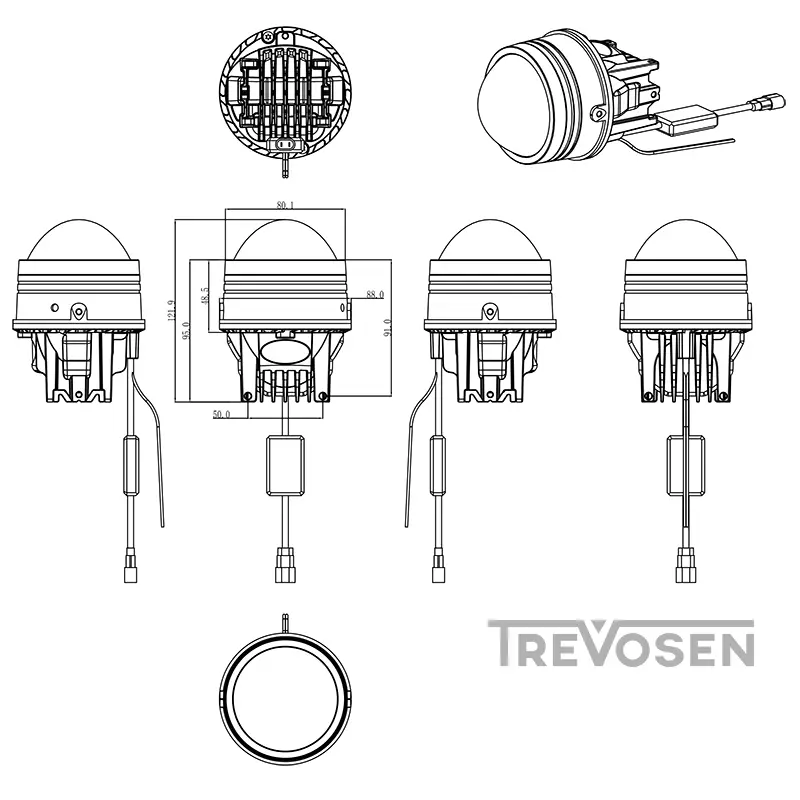 BI-LED-sumuvaloprojektorit 3″ 48W 58W 3 väriä (2 kpl)