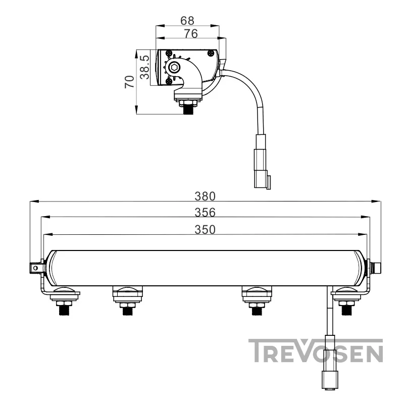 LED-lisävalo 56W 5600lm 36cm 12V / 24V E9 Ref. 37.5