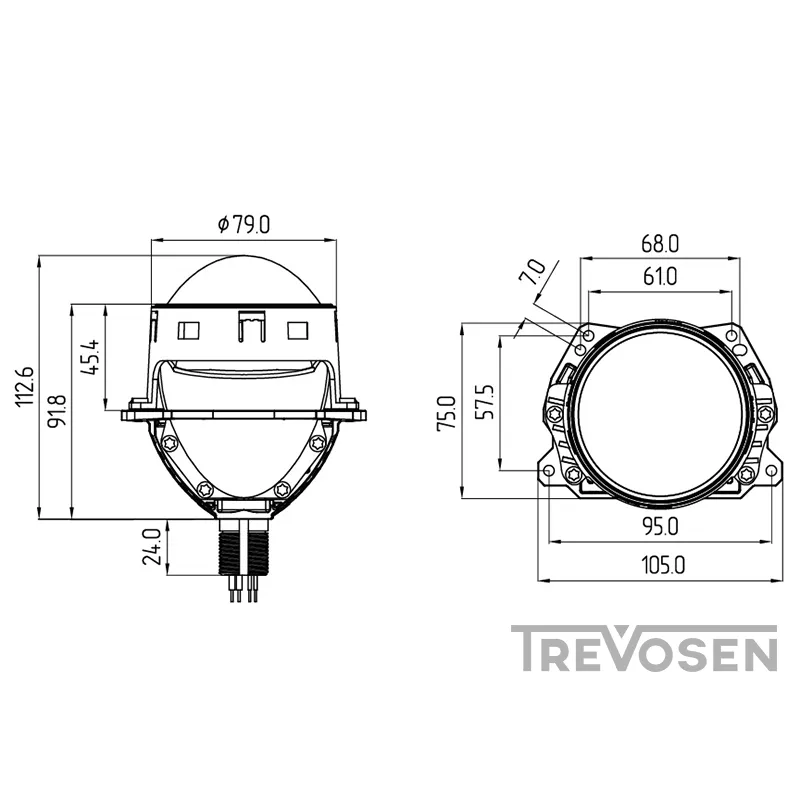 BI-LED-projektorit 3″ H4 H7 36W / 45W 6000K (2 kpl)